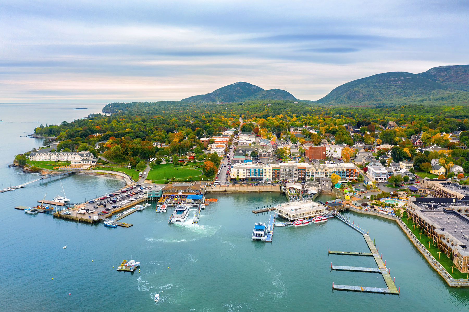 aeiral of downtown bar harbor, maine