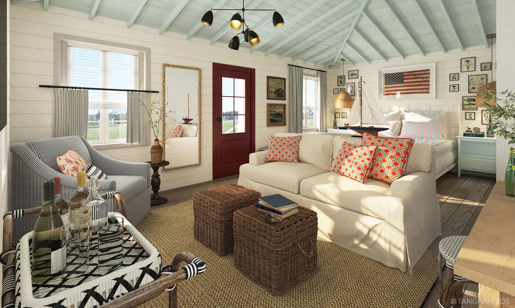 rendering of studio cottage interior