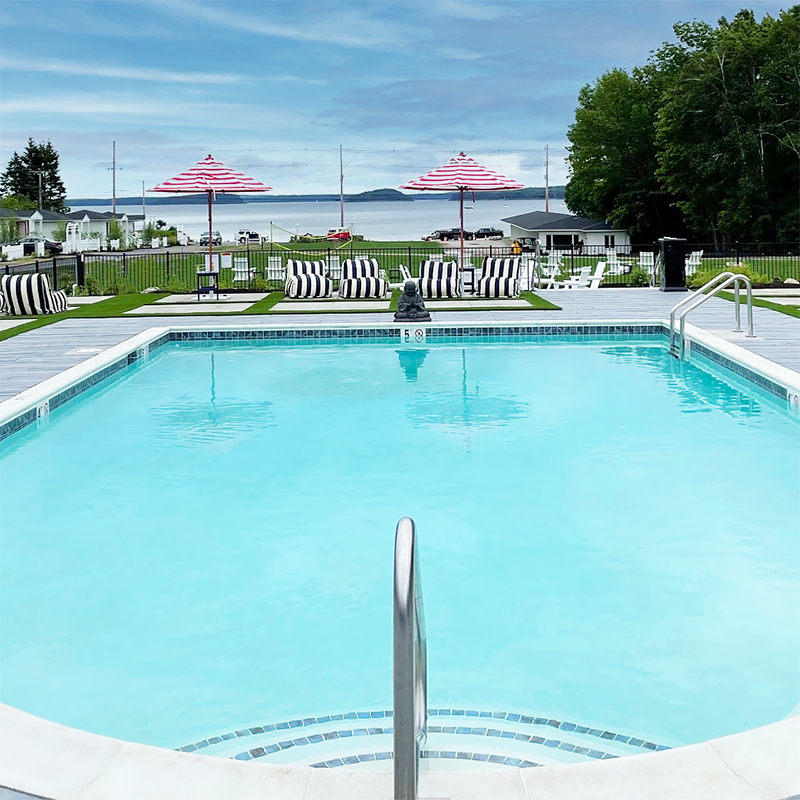 pool overlooking water